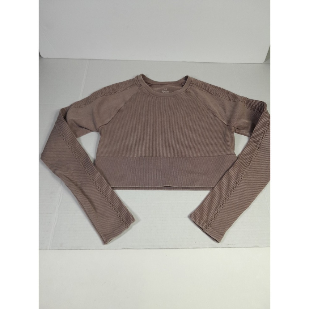 Aerie Offline Big Chill Ribbed Long Sleeve Crop Top sz M